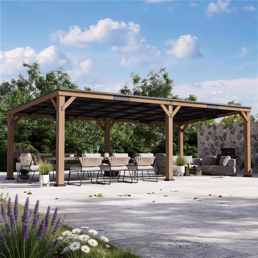 12'x24' Supreme Cedar Hardtop Gazebo with Sloped Roof