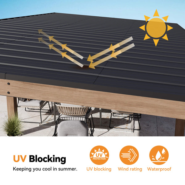 12'x24' Supreme Cedar Hardtop Gazebo with Sloped Roof