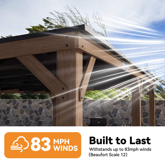 12'x24' Supreme Cedar Hardtop Gazebo with Sloped Roof