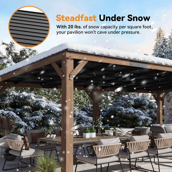 12'x24' Supreme Cedar Hardtop Gazebo with Sloped Roof