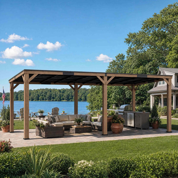 12'x24' Supreme Cedar Hardtop Gazebo with Sloped Roof