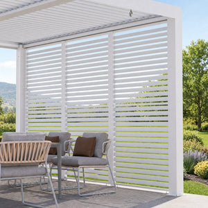 12'x6.7' Privacy Screen for Aurora Louvered Pergola - White