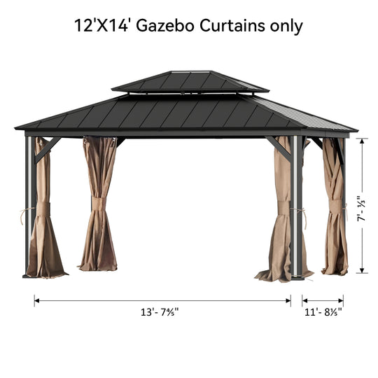 Gazebo Curtain Replacement Universal 4-Panel Sidewalls Outdoor Gazebo Privacy Curtains with Zipper Patio Canopy Garden and Backyard (Curtain Only)