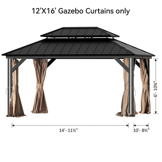 Gazebo Curtain Replacement Universal 4-Panel Sidewalls Outdoor Gazebo Privacy Curtains with Zipper Patio Canopy Garden and Backyard (Curtain Only)