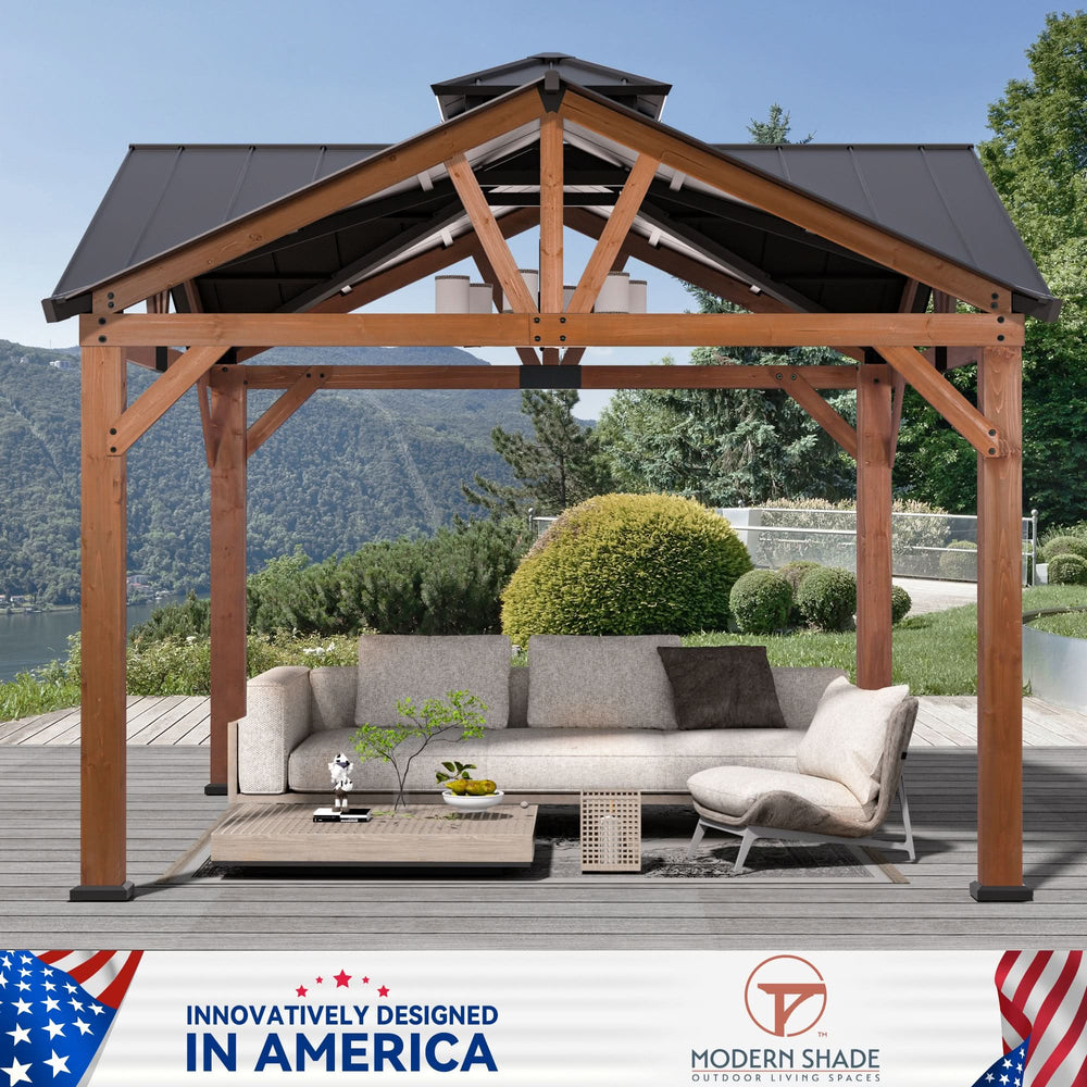 12'x12' Wedgewood Cedar Hardtop Gazebo with Gable Roof