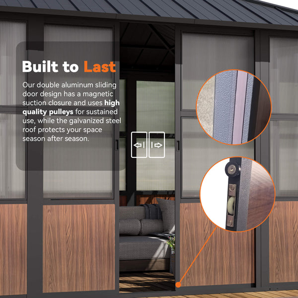 12'x12' Clario Solarium Hardtop Gazebo with Built-in TV Mount