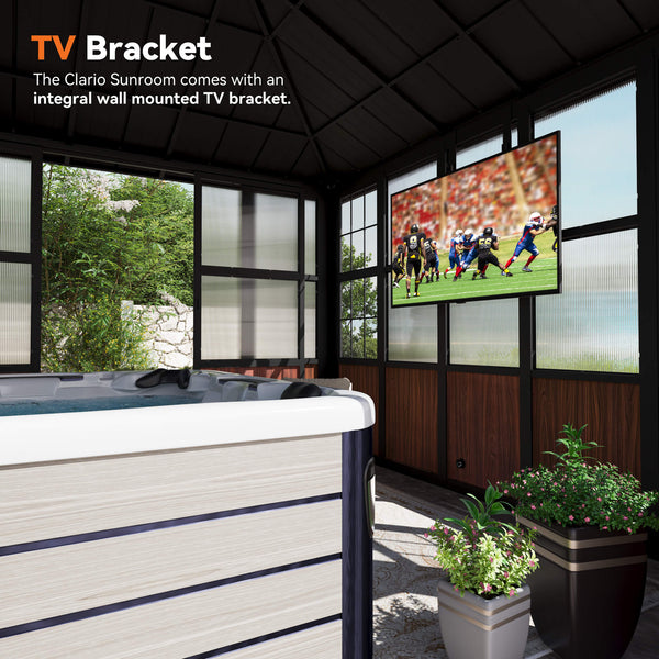12'x12' Clario Solarium Hardtop Gazebo with Built-in TV Mount
