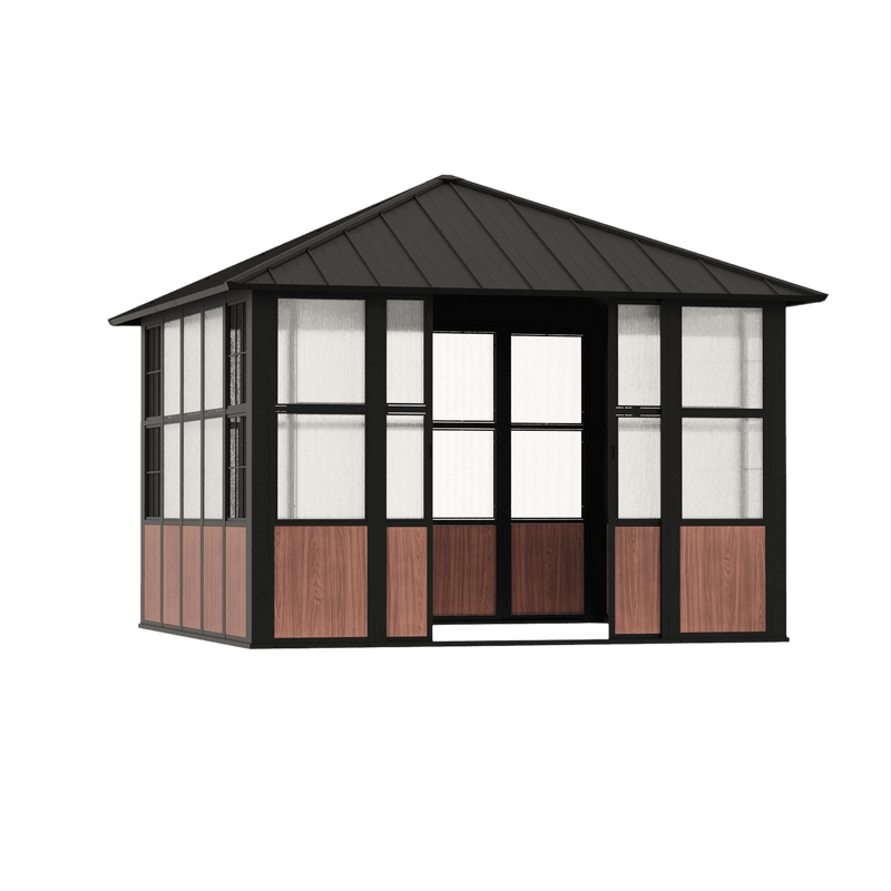 12'x12' Clario Solarium Hardtop Gazebo with Built-in TV Mount