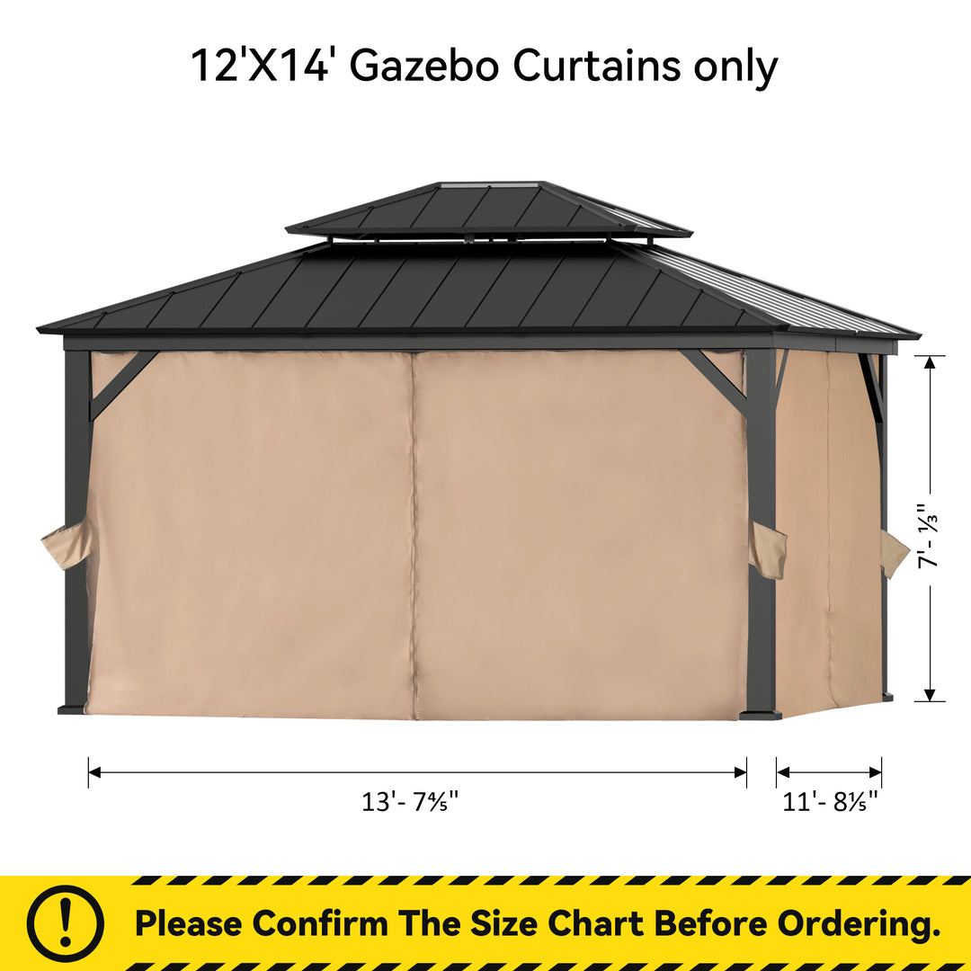 12x14 Privacy Curtain for Gazebo with Two-way Zipper