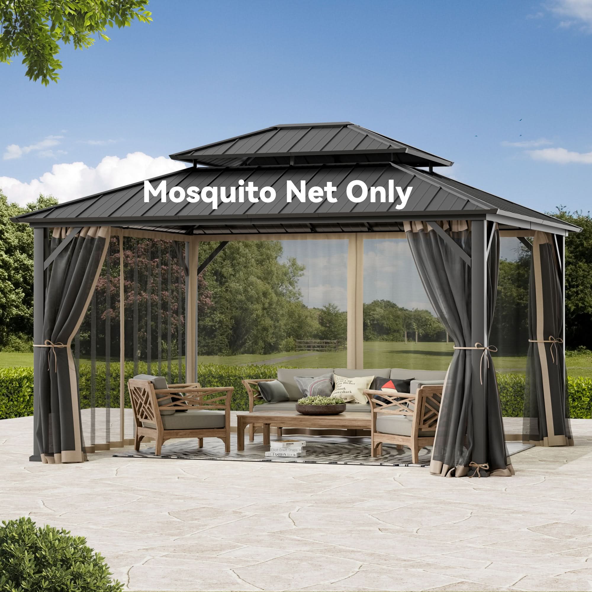 12'x14' Mosquito Netting for Gazebo with Two-way Zipper – Modern Shade