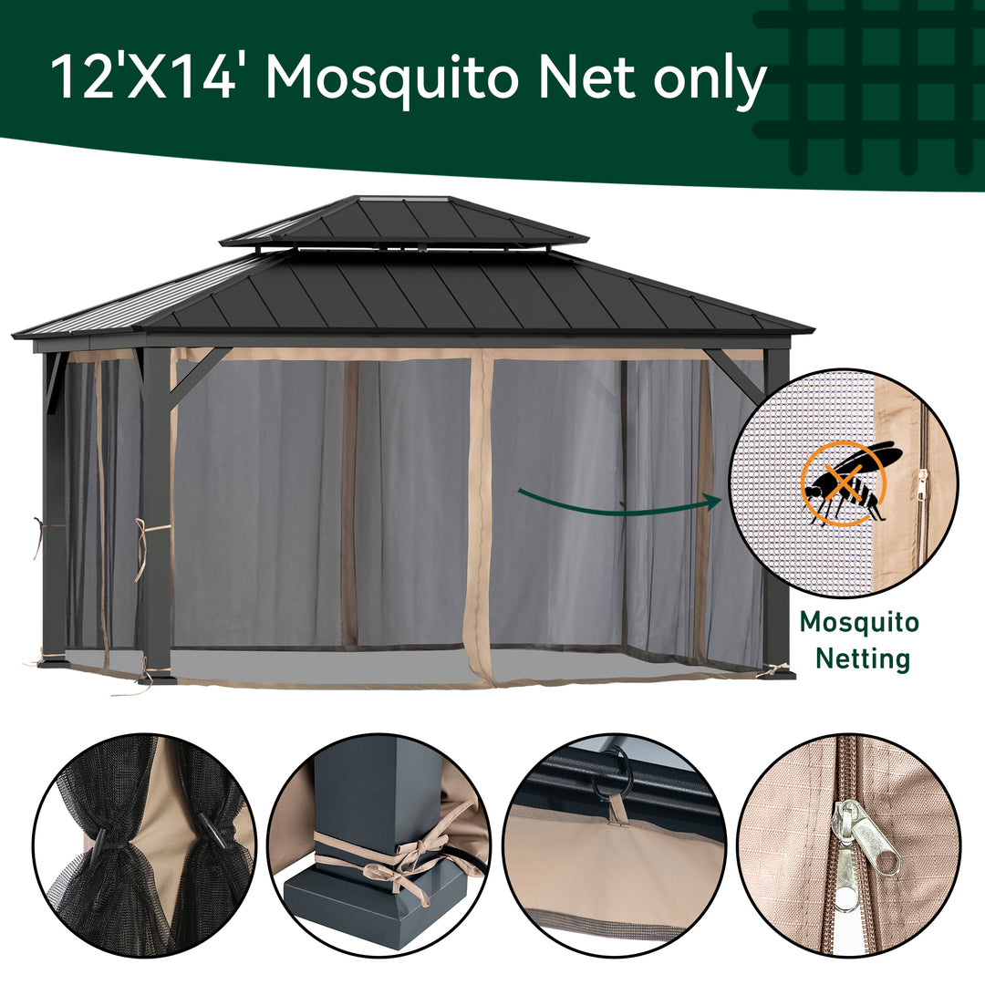 12x14 Mosquito Netting for Gazebo with Two-way Zipper