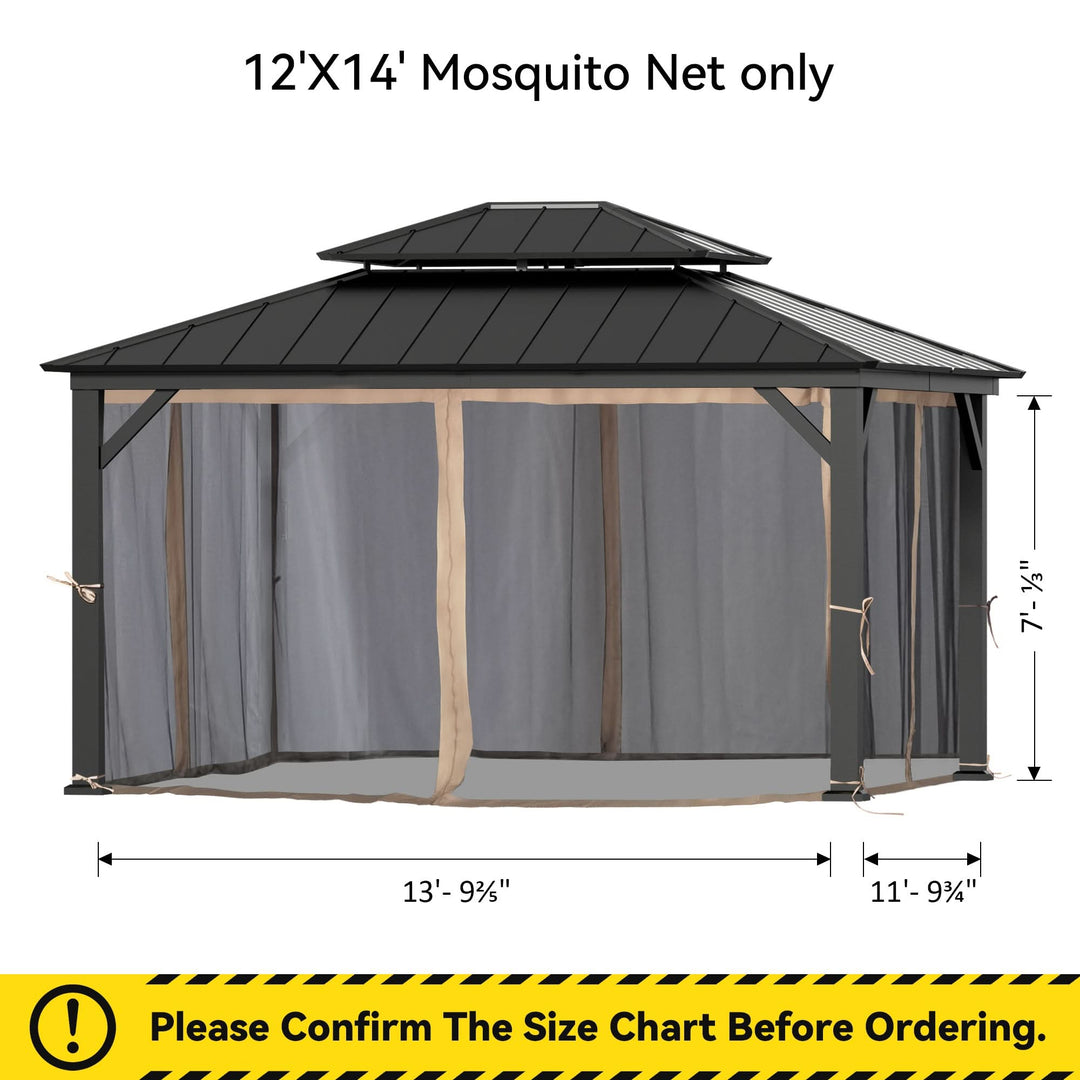 12'x14' Moskitonetz für Pavillon mit Zwei-Wege-Reißverschluss