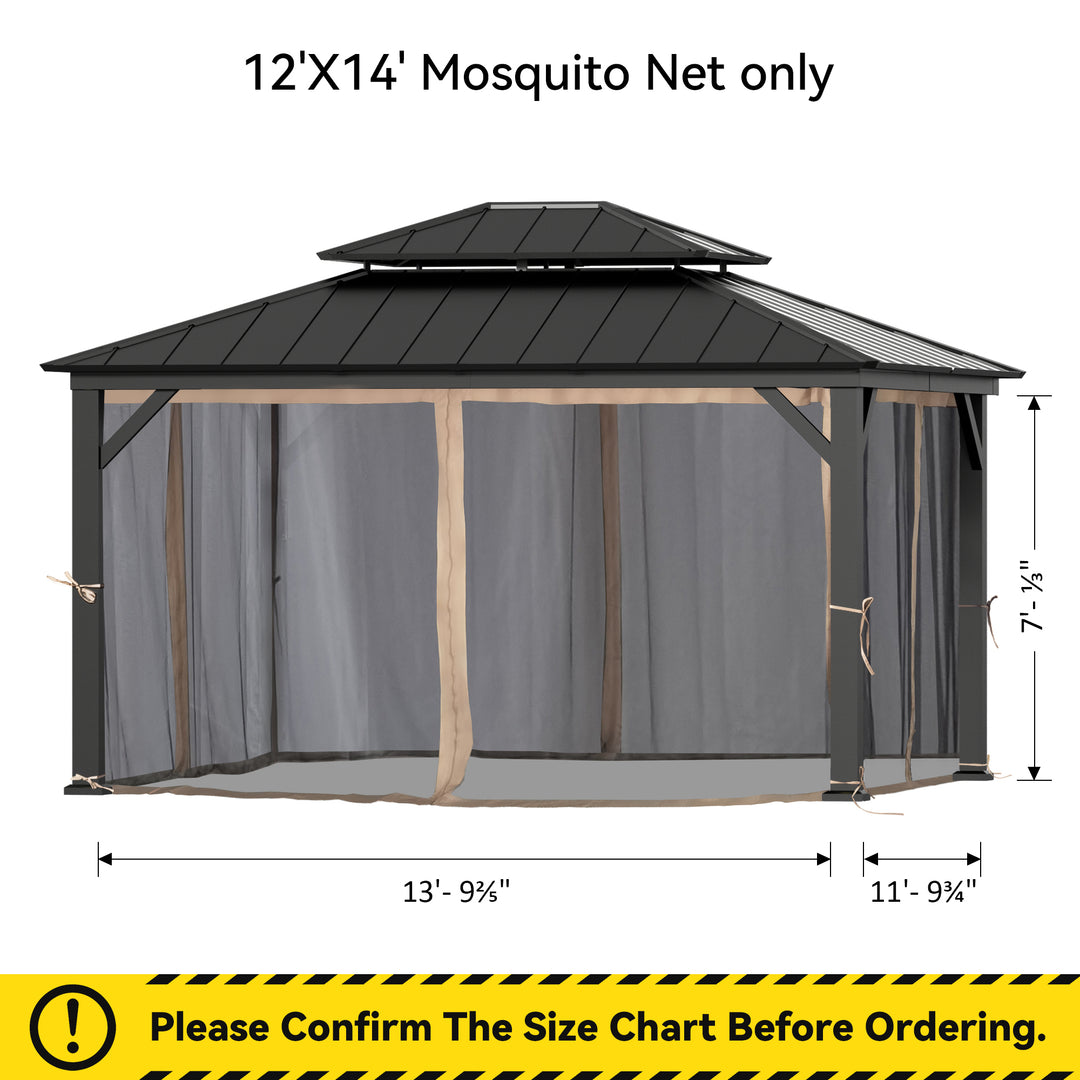 12x14 Mosquito Netting for Gazebo with Two-way Zipper