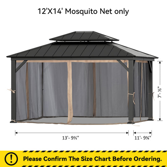 12x14 Mosquito Netting for Gazebo with Two-way Zipper