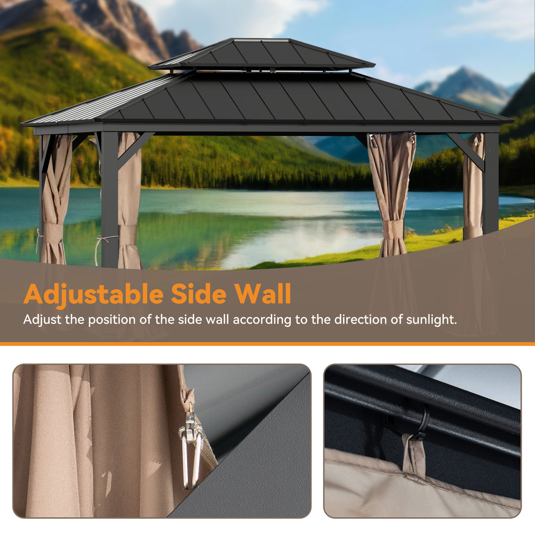 12x14 Privacy Curtain for Gazebo with Two-way Zipper