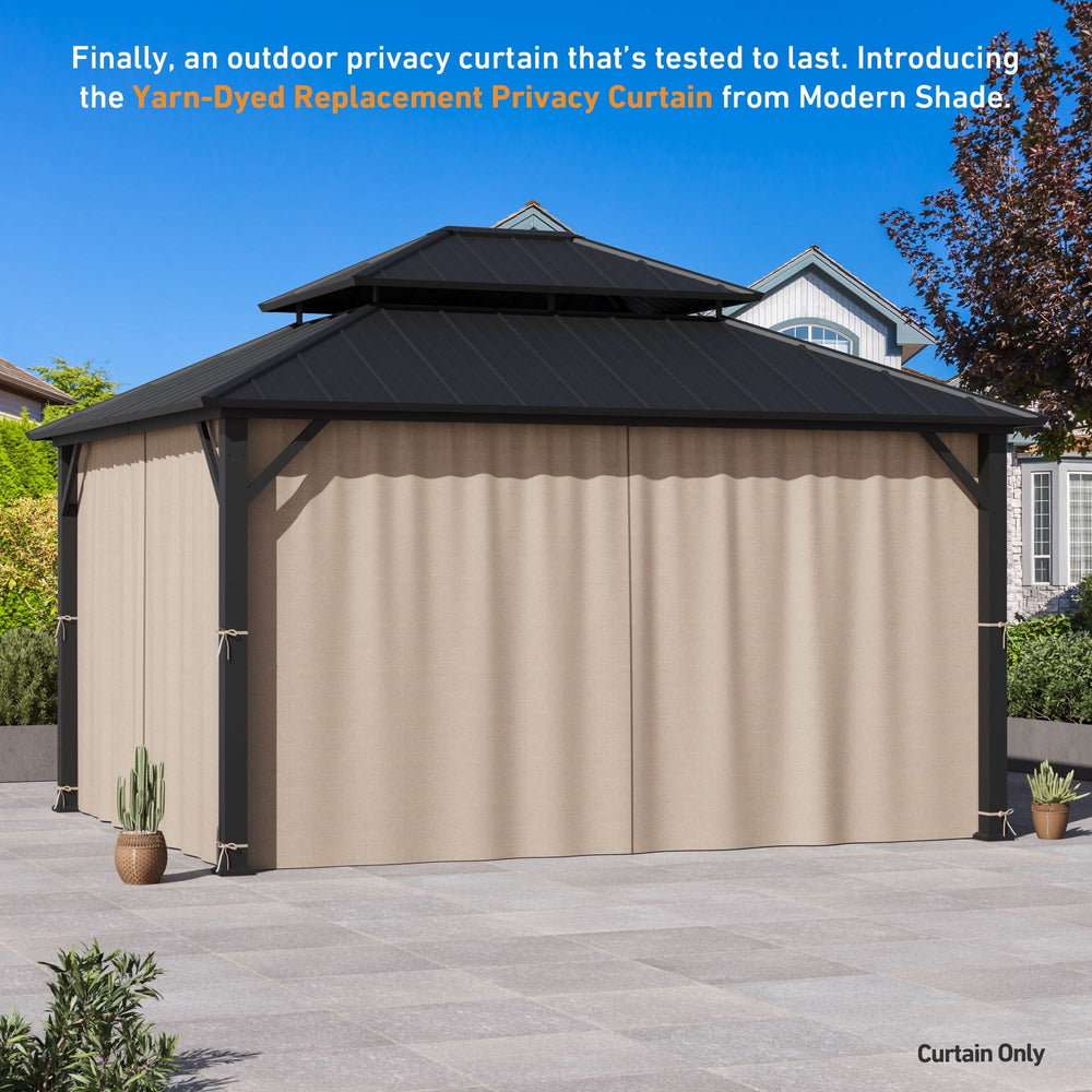 Yarn-dyed 12'x14' Privacy Curtain for Gazebo with Zipper