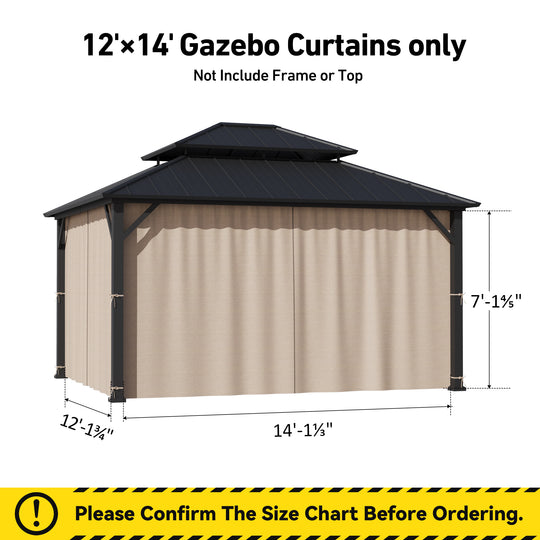Yarn-dyed 12x14 Privacy Curtain for Gazebo with Zipper