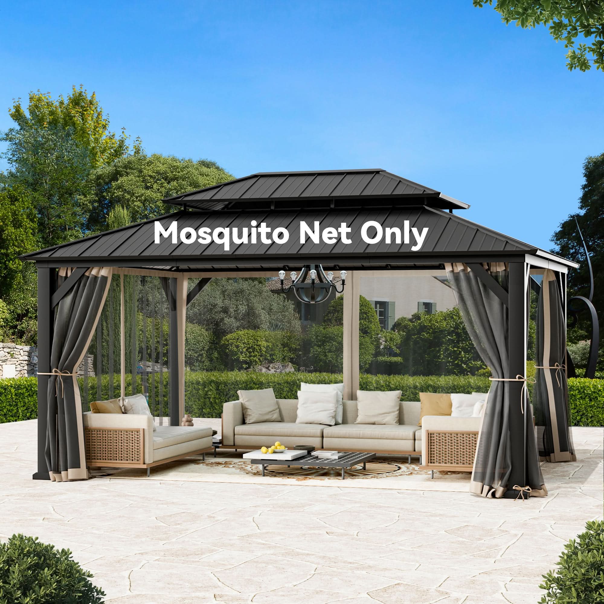 12'x16' Mosquito Netting for Gazebo with Two-way Zipper – Modern Shade