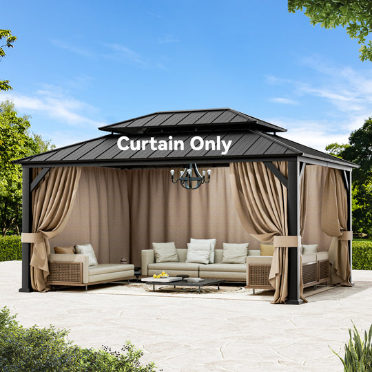 12x16 Privacy Curtain for Gazebo with Two-way Zipper