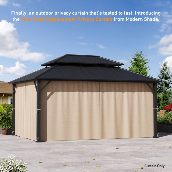 Yarn-dyed 12'x16' Privacy Curtain for Gazebo with Zipper