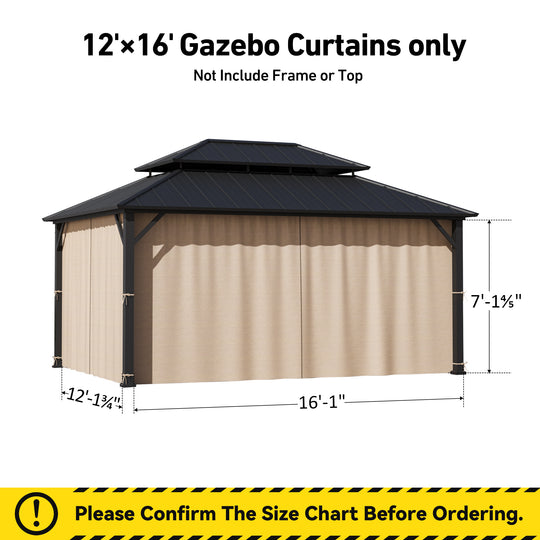 Yarn-dyed 12x16 Privacy Curtain for Gazebo with Zipper
