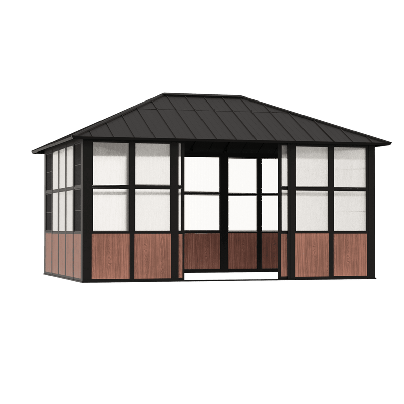 12'x16' Clario Solarium Hardtop Gazebo with Built-in TV Mount