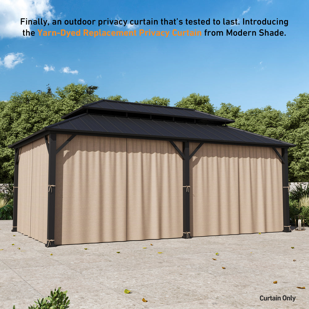 Yarn-dyed 12x20 Privacy Curtain for Gazebo with Zipper