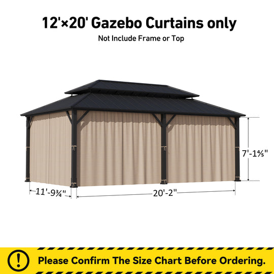 Yarn-dyed 12x20 Privacy Curtain for Gazebo with Zipper