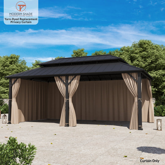 Yarn-dyed 12x20 Privacy Curtain for Gazebo with Zipper