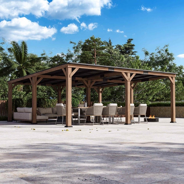 20'x20' Supreme Cedar Hardtop Gazebo with Sloped Roof – Modern Shade