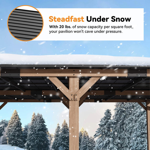 20'x20' Supreme Cedar Hardtop Gazebo with Sloped Roof