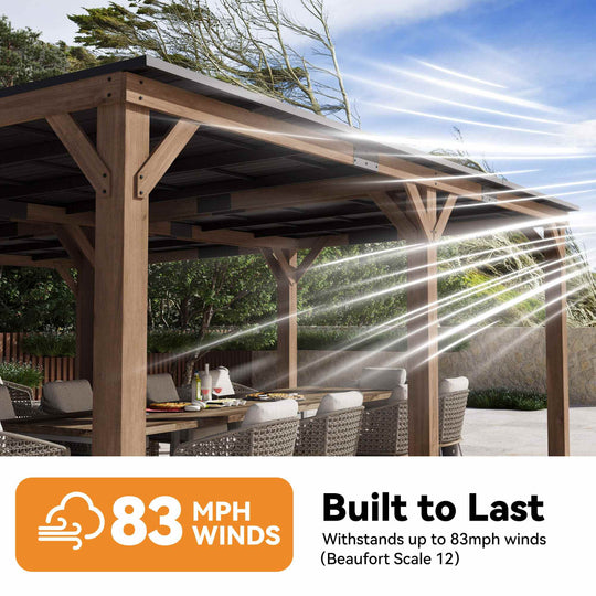 20'x20' Supreme Cedar Hardtop Gazebo with Sloped Roof