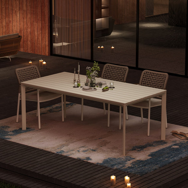 7-Piece Aluminum Outdoor Dining Set with Rope Chairs