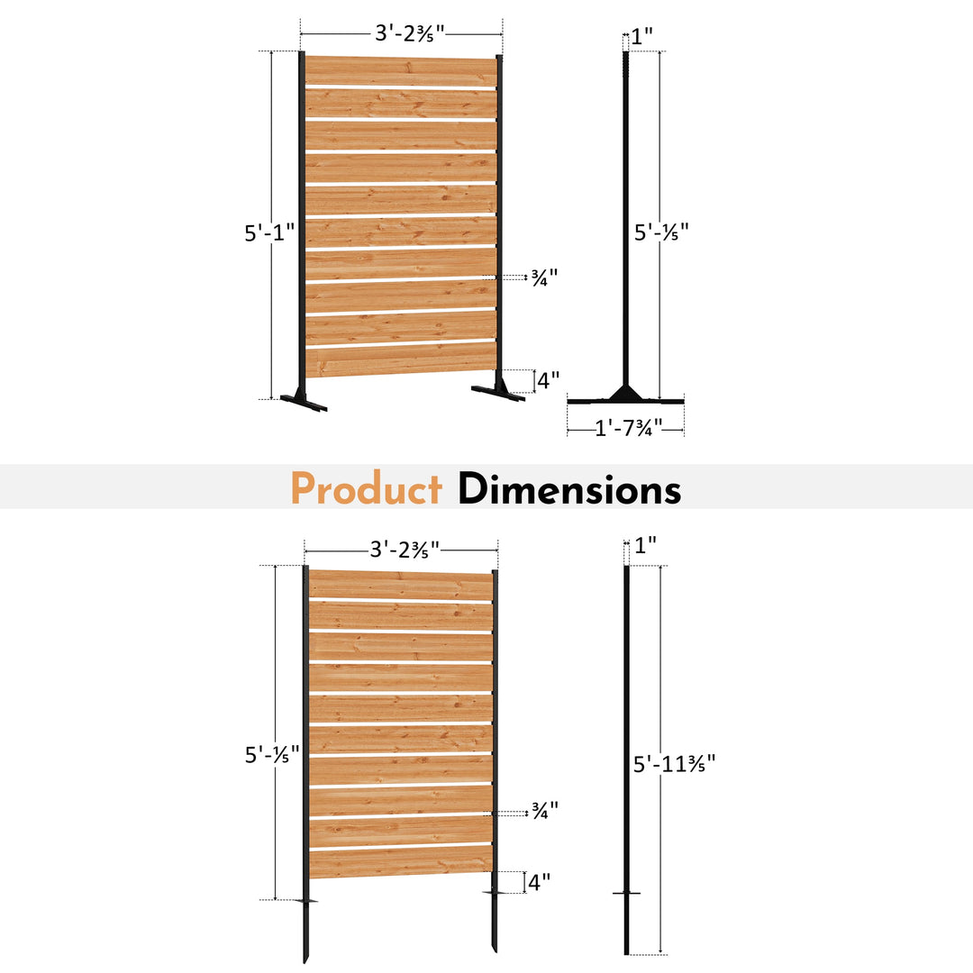 Valla de privacidad de madera con lamas orientables de 4'x6', con lamas abatibles