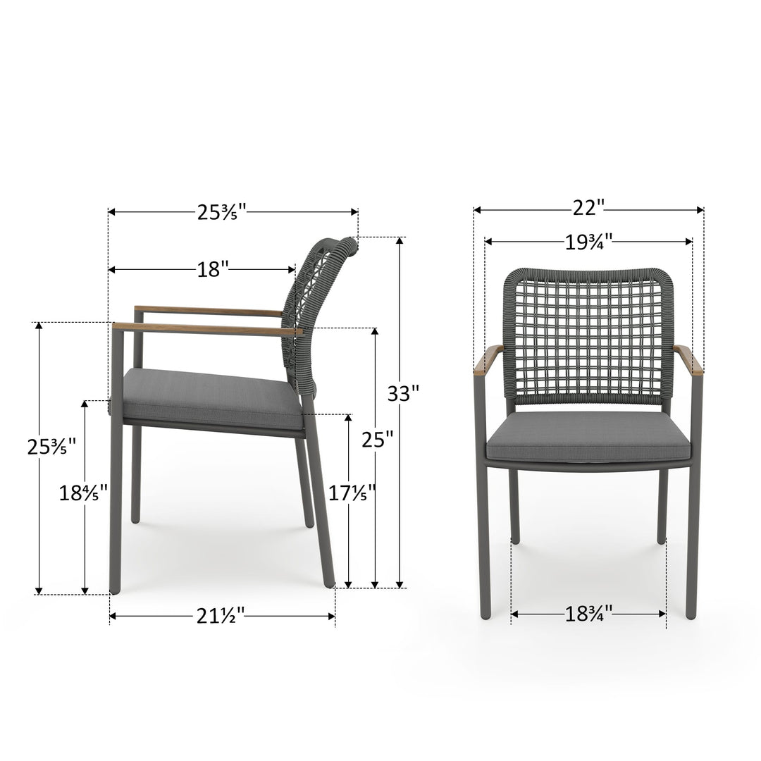 Riviera Outdoor-Esszimmerstuhl aus geflochtenem Aluminium