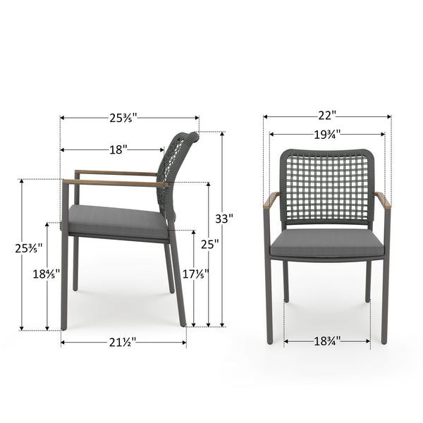Riviera Rope Woven Aluminum Outdoor Dining Chair