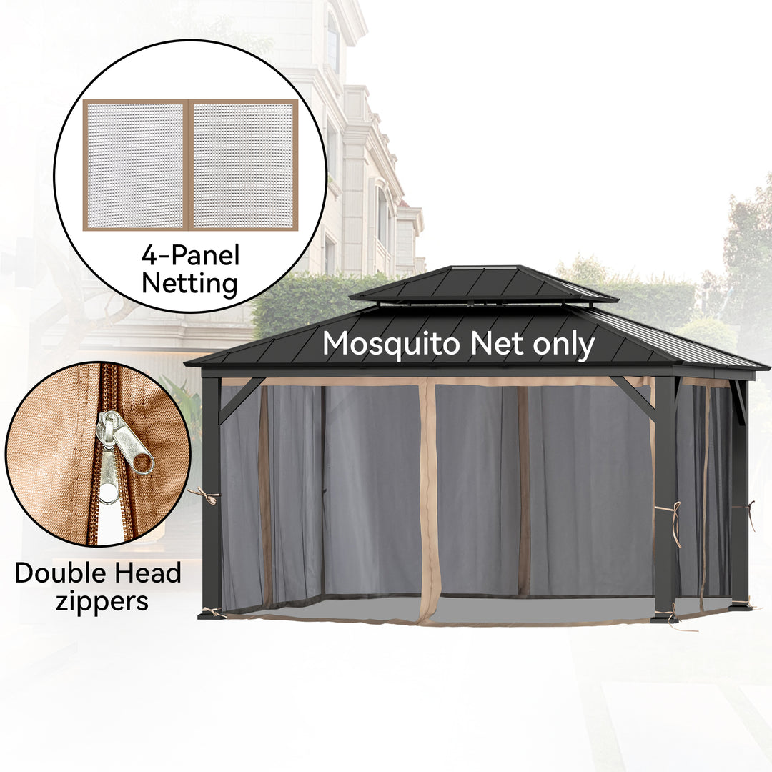 12x14 Mosquito Netting for Gazebo with Two-way Zipper