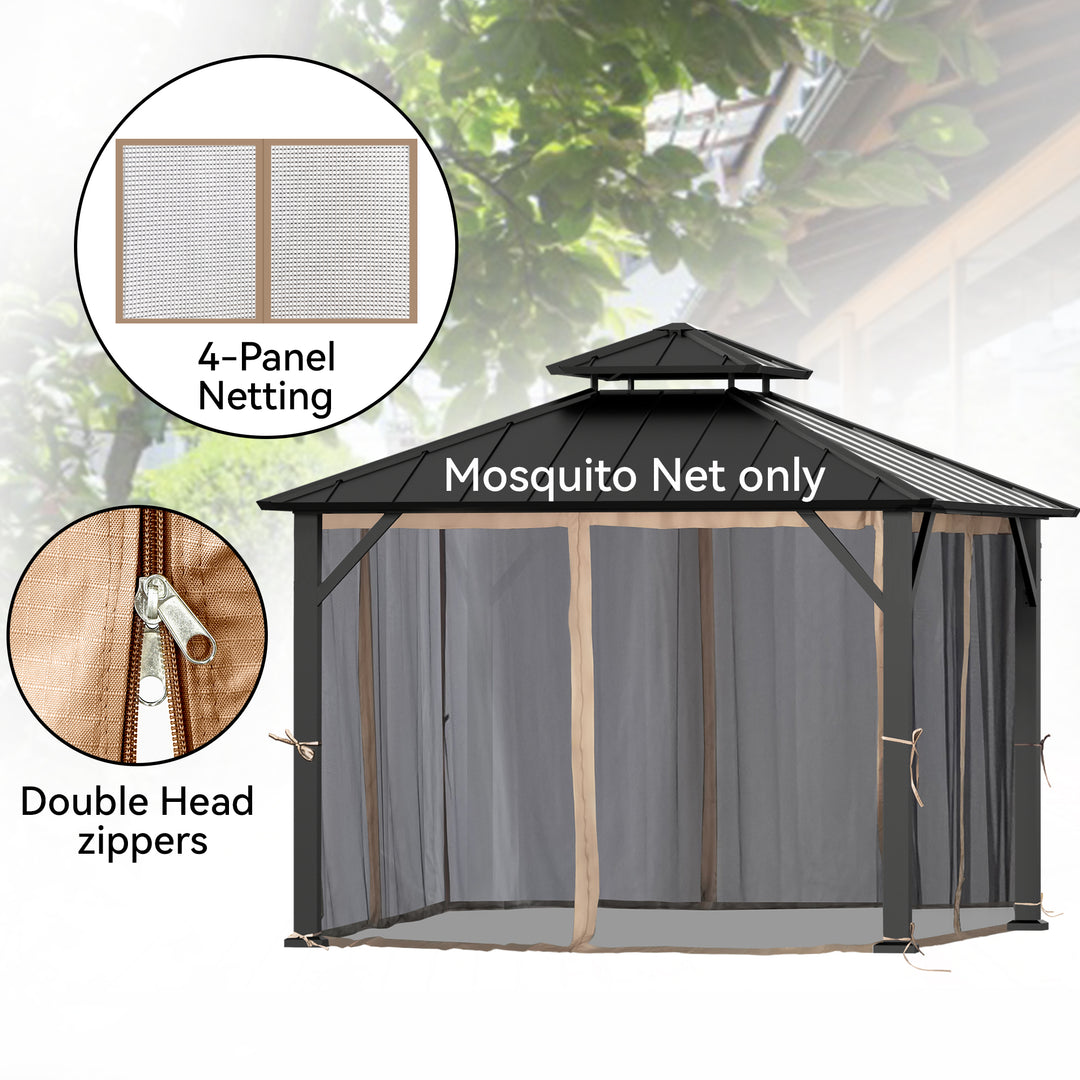 10x10 Mosquito Netting for Gazebo with Two-way Zipper
