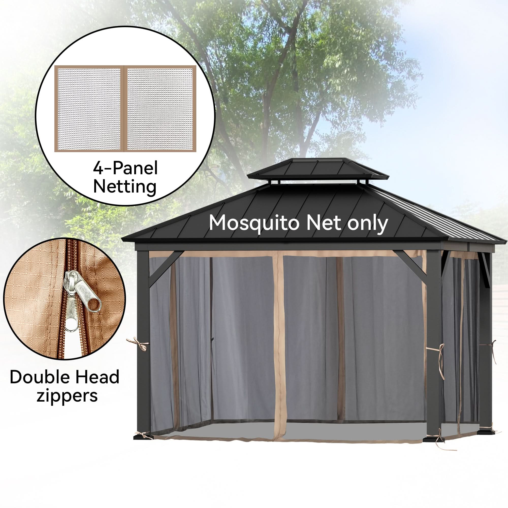 11'x13' Mosquito Netting for Gazebo with Two-way Zipper – Modern Shade