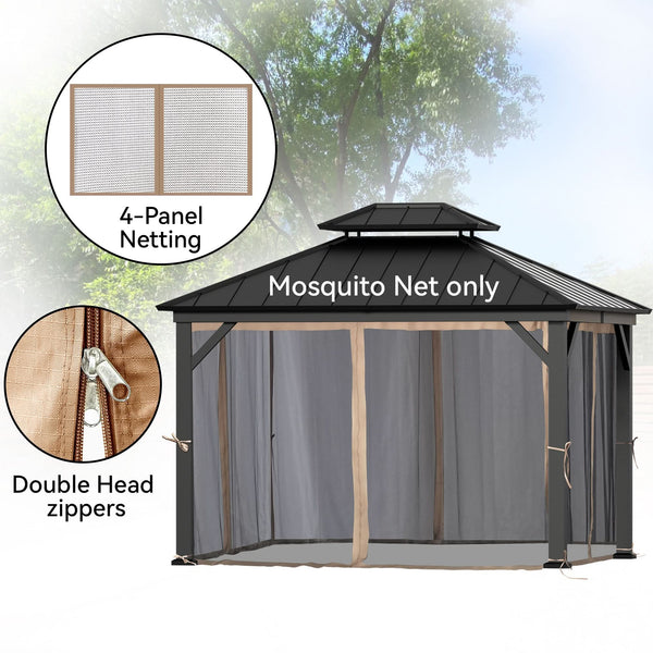 11'x13' Mosquito Netting for Gazebo with Two-way Zipper