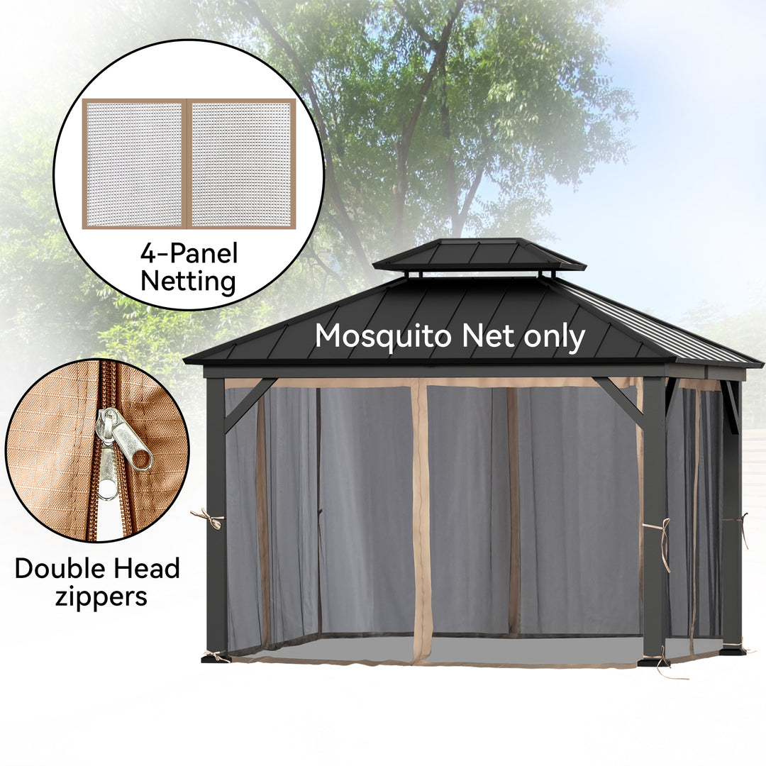 11x13 Mosquito Netting for Gazebo with Two-way Zipper