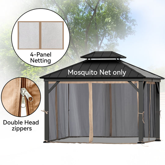 11x13 Mosquito Netting for Gazebo with Two-way Zipper