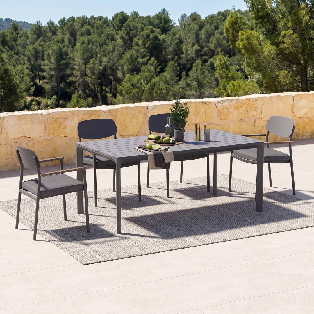 5-teiliges Outdoor-Esszimmer-Set aus Aluminium mit Seilstühlen