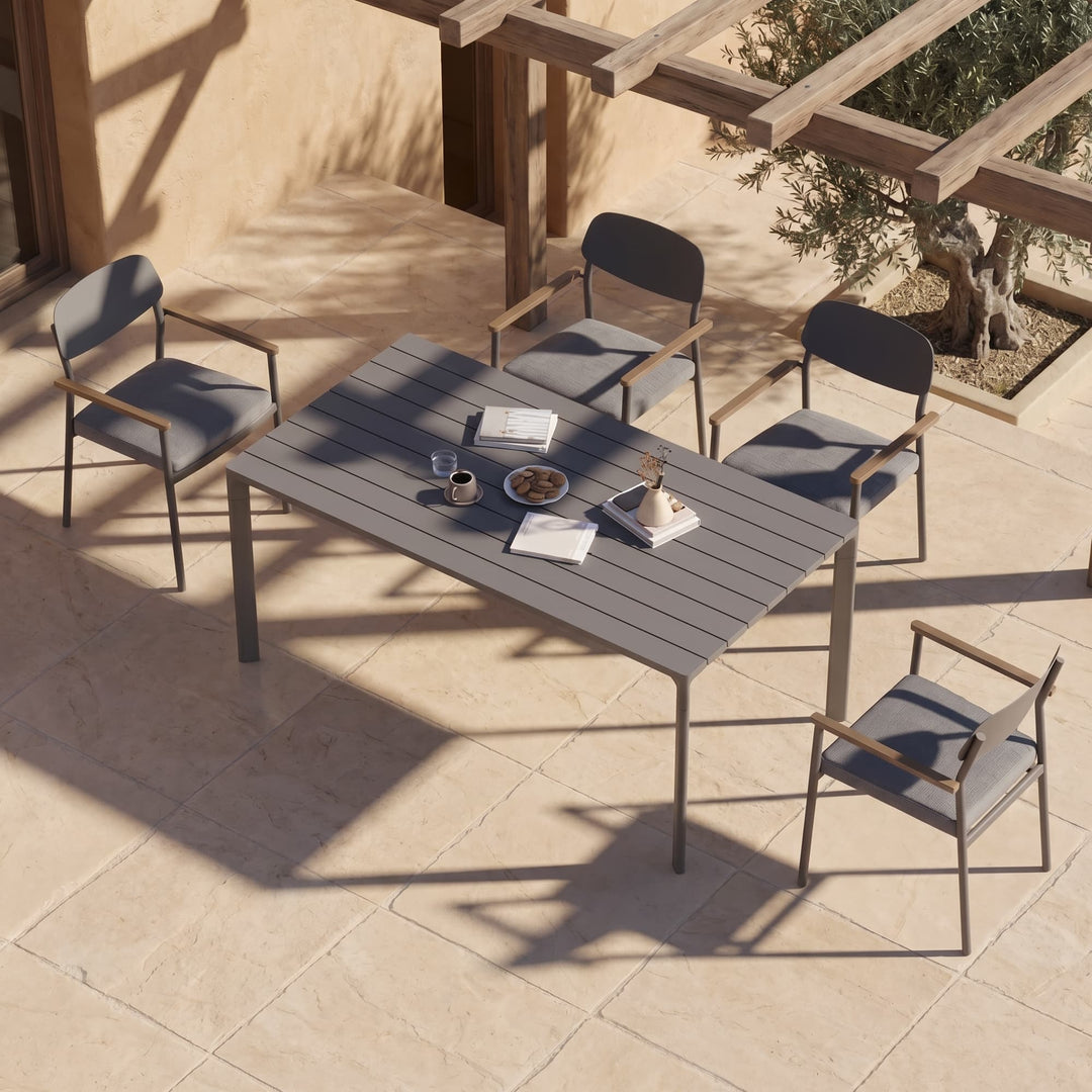 5-teiliges Outdoor-Esszimmer-Set aus Aluminium mit Seilstühlen