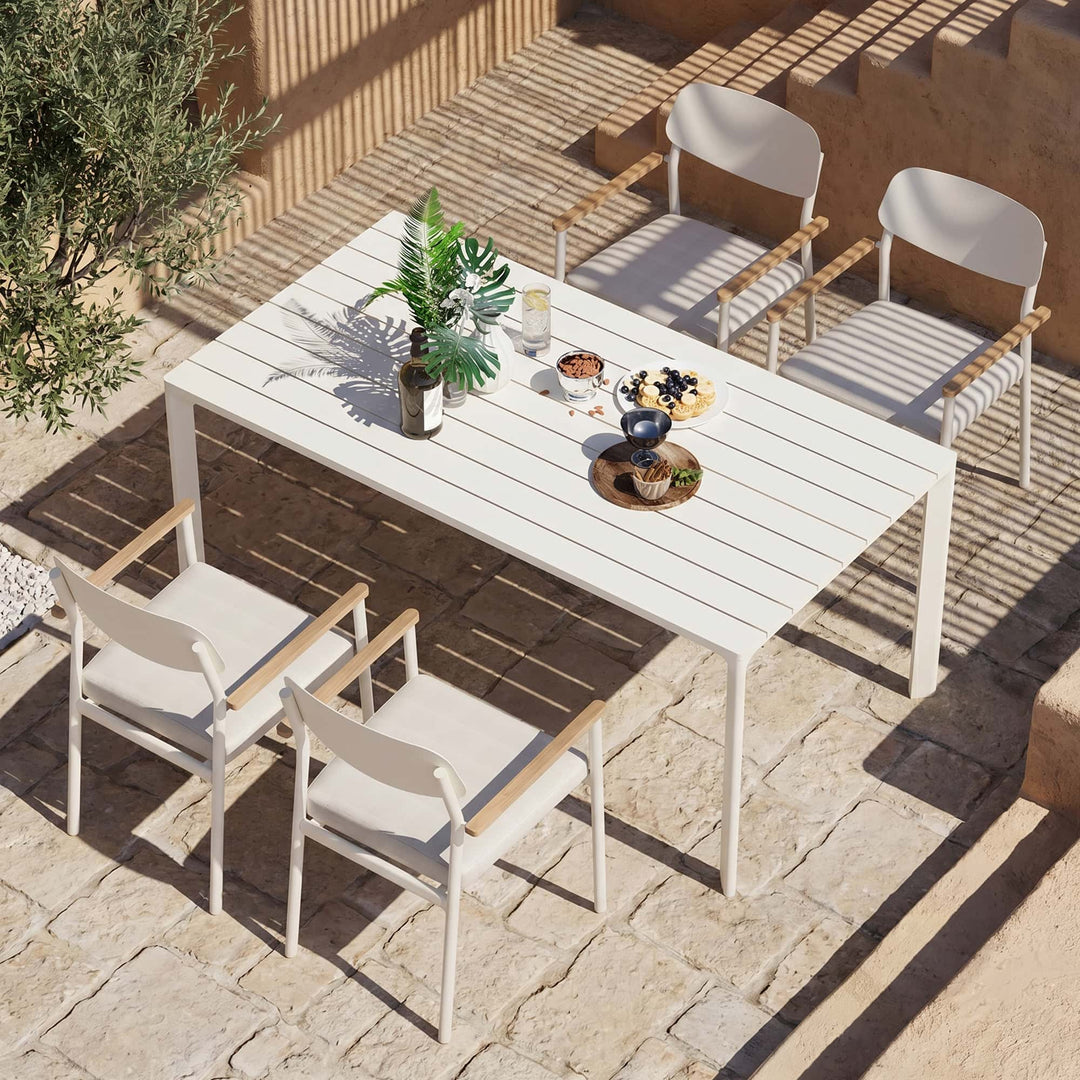 5-teiliges Outdoor-Esszimmer-Set aus Aluminium mit Seilstühlen