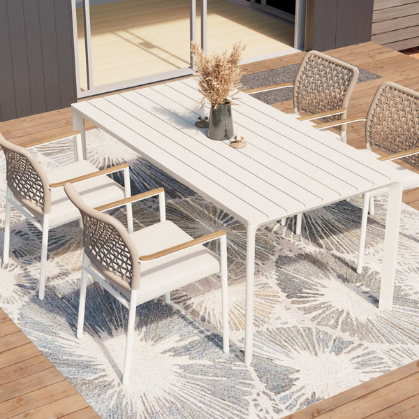 5-Piece Aluminum Outdoor Dining Set with Rope Chairs