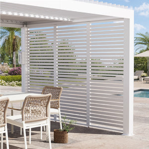 10'x6.7' Privacy Screen for Aurora Louvered Pergola - White