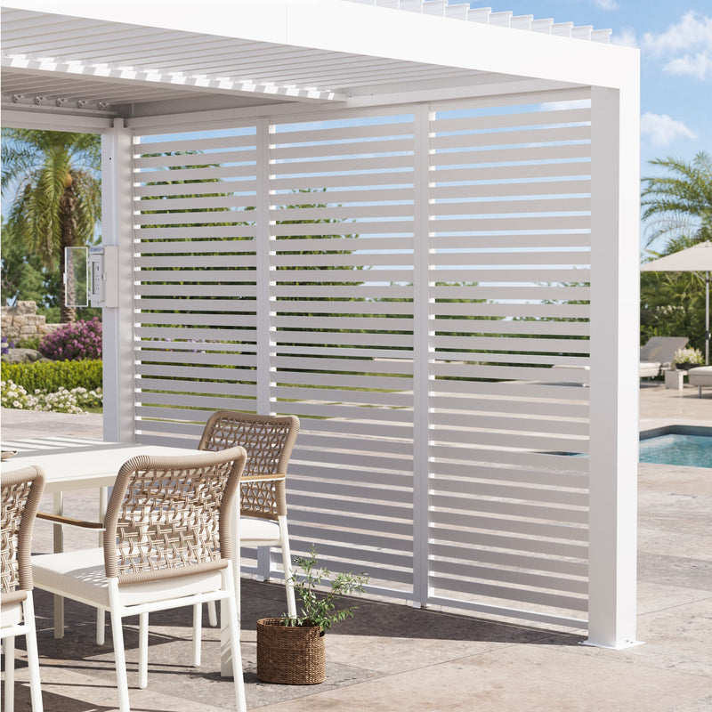 10'x6.7' Privacy Screen for Aurora Louvered Pergola - White