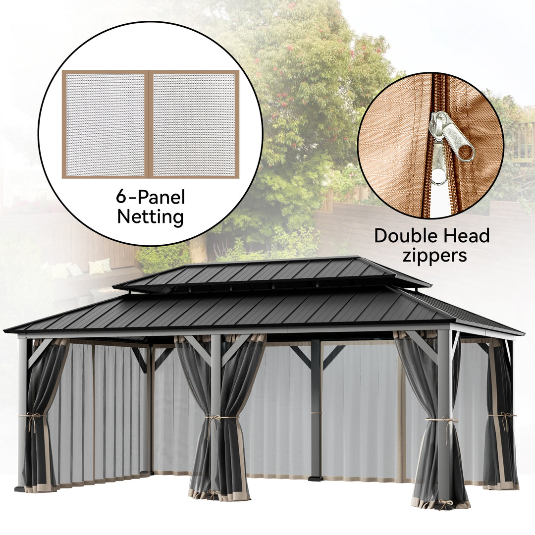 12x20 Mosquito Netting for Gazebo with Two-way Zipper