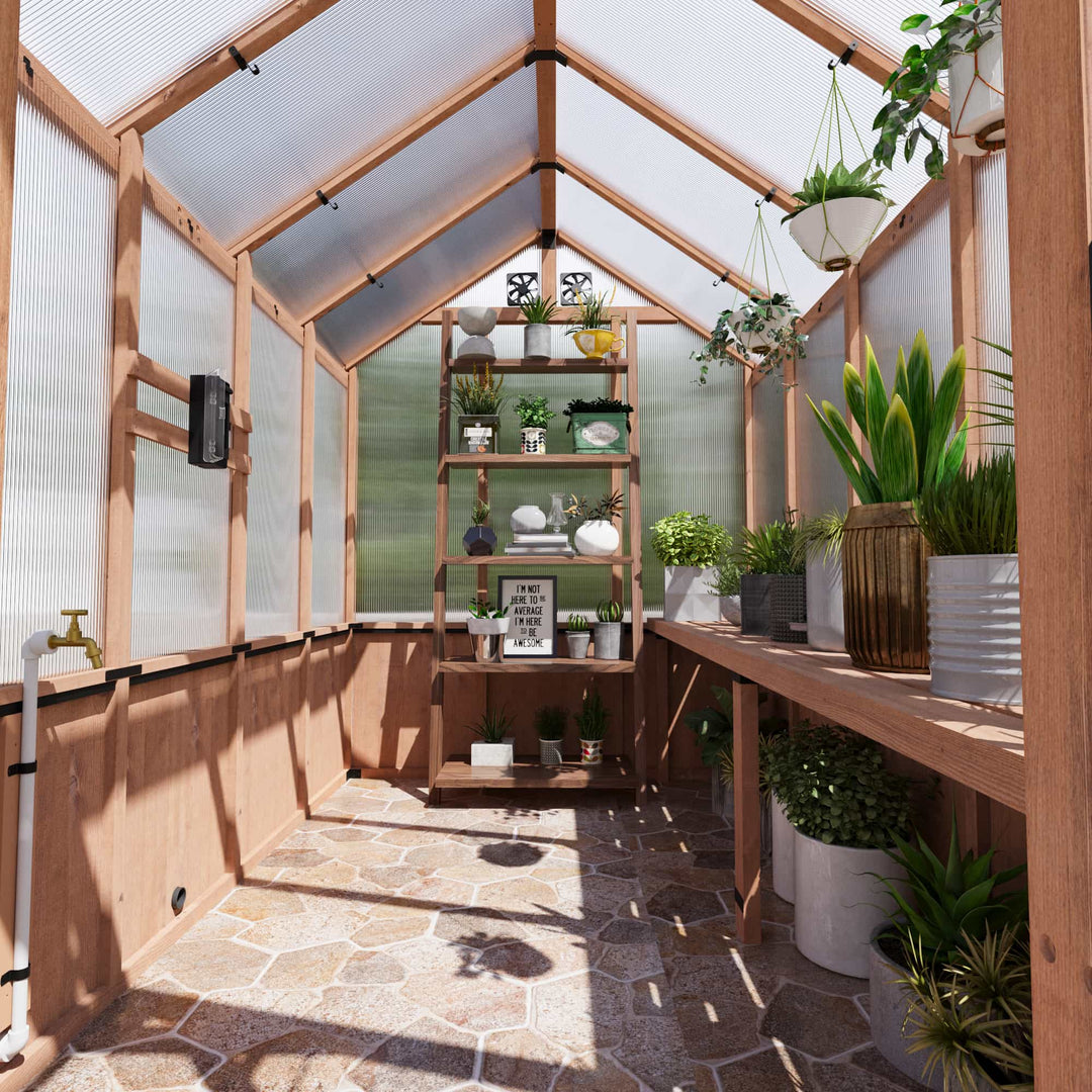 6.5'x10' EverBloom Cedar Wood Greenhouse